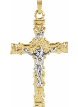 14K Yellow/White Gold 36x24 mm Crucifix Pendant