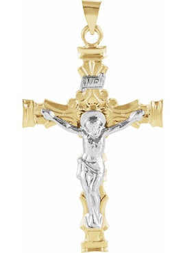 14K Yellow/White Gold 36x24 mm Crucifix Pendant