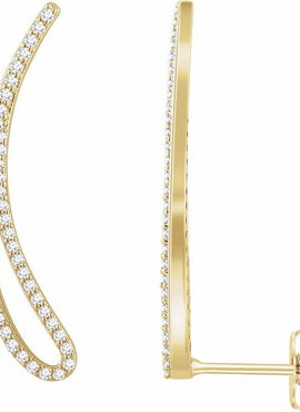 14K Yellow Gold 1/4 CTW Natural Diamond Ear Climbers