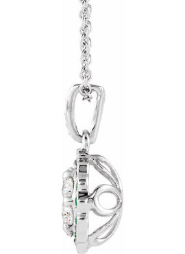 14K White Gold  Natural Emerald & 1/3 CTW  Natural Diamond 16-18
