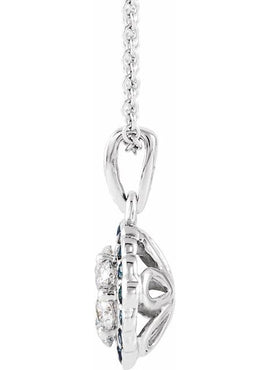 14K White Gold  Natural Emerald & 1/3 CTW  Natural Diamond 16-18