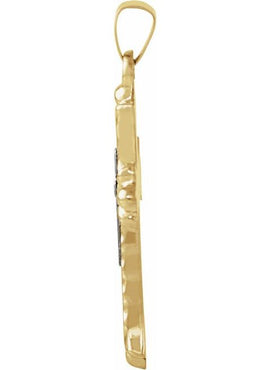 14K Yellow/White Gold 25.5x18 mm Hollow Cross Pendant
