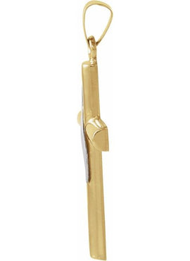 14K Yellow/White Gold 25x16 mm Cross Pendant