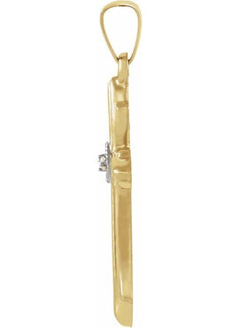14K Yellow Gold 22.5x15.5 mm .01 CT Natural Diamond Cross Pendant