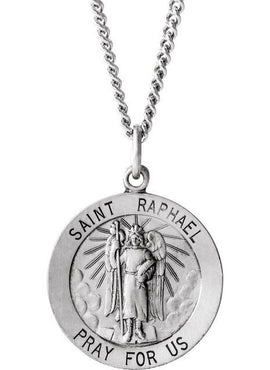Sterling Silver 18 mm Round St. Raphael 18