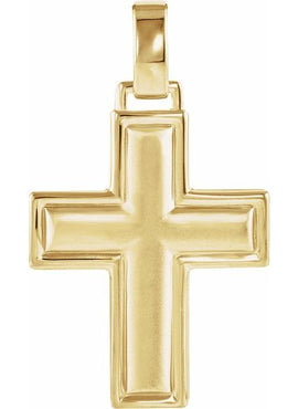 14K Yellow Gold 30x24 mm Cross Pendant
