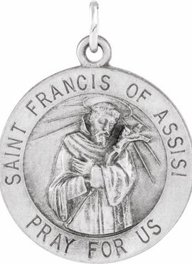 14K Yellow Gold 18 mm Round St. Francis of Assisi Medal