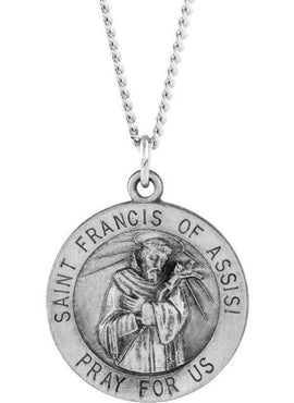 14K Yellow Gold 18 mm Round St. Francis of Assisi Medal