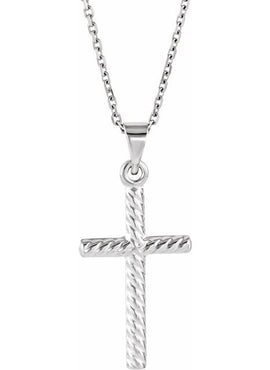 14K White Gold Cross Pendant