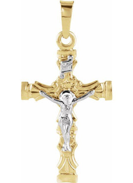 14K Yellow/White Gold 36x24 mm Crucifix Pendant