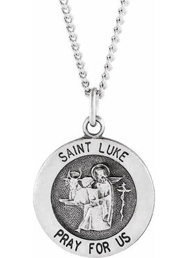 Sterling Silver 18 mm Round St. Luke Medal 18