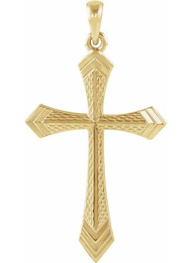 14K Yellow Gold 32x21 mm Cross Pendant