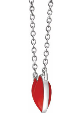 Sterling Silver Red Enamel Heart 16-18
