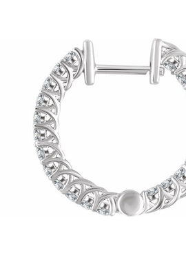 14K Yellow Gold 1 CTW Natural Diamond Inside-Outside 20.1 mm Hoop Earrings