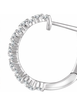 14K Yellow Gold 5/8 CTW Natural Diamond Hoop Earrings