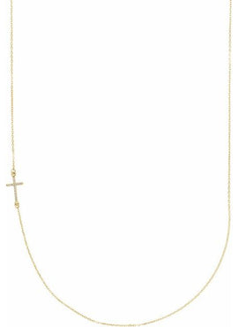 14K White Gold .04 CTW Natural Diamond Off-Center Sideways Cross 16