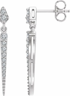 14K White Gold 1/4 CTW Natural Diamond Spike Earrings