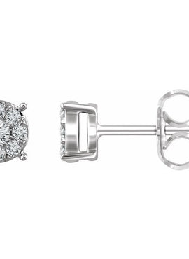 14K White Gold 1/4 CTW Natural Diamond Cluster Earrings