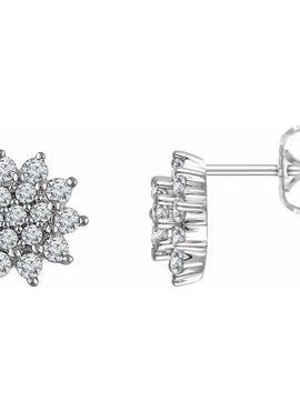 14K White Gold 1/2 CTW Natural Diamond Cluster Earrings