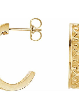14K Yellow Gold J-Hoop Earrings