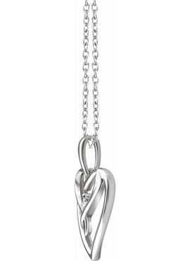 Sterling Silver .05 CT Natural Diamond Heart 16-18