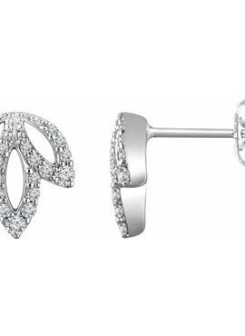 14K White Gold 1/4 CTW Natural Diamond Leaf Earrings