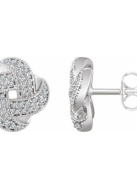 14K White Gold 1/3 CTW Natural Diamond Knot Earrings