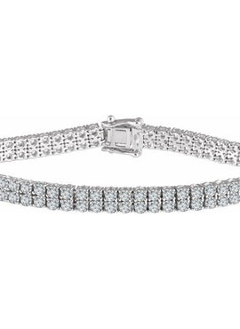 Sterling Silver Imitation White Cubic Zirconia Double Row Line 7