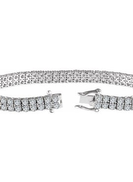 Sterling Silver Imitation White Cubic Zirconia Double Row Line 7
