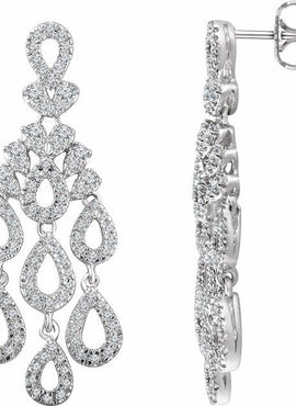 14K White Gold 7/8 CTW Natural Diamond Chandelier Earrings