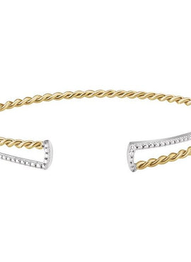 14K Yellow/White Gold Twisted Rope Cuff Bracelet