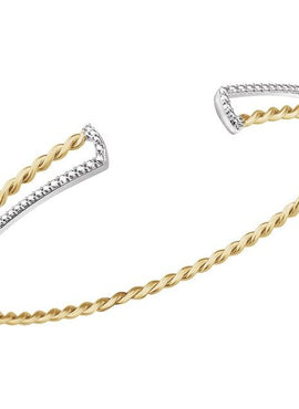 14K Yellow/White Gold Twisted Rope Cuff Bracelet