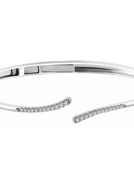 14K White Gold 1/4 CTW Natural Diamond Bypass Hinged Cuff 7