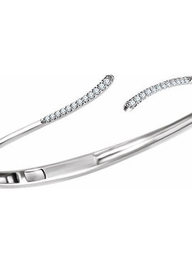 14K White Gold 1/4 CTW Natural Diamond Bypass Hinged Cuff 7