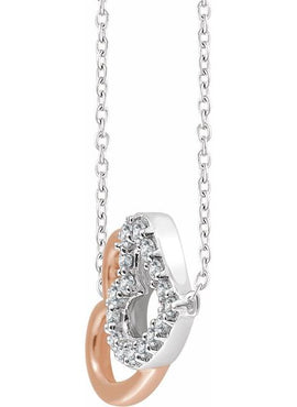 14K White/Rose Gold 1/5 CTW Natural Diamond Double Heart 16-18
