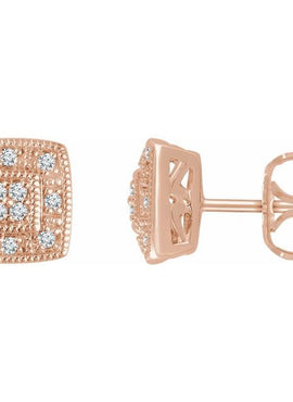 14K Yellow Gold 1/10 CTW Natural Diamond Cluster Earrings