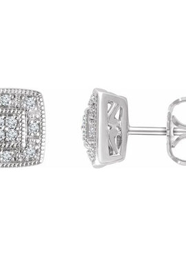 14K Yellow Gold 1/10 CTW Natural Diamond Cluster Earrings