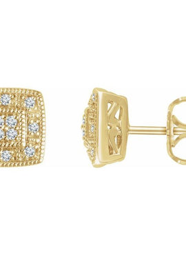 14K Yellow Gold 1/10 CTW Natural Diamond Cluster Earrings
