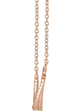 14K Yellow Gold 1/4 CTW Natural Diamond Twisted Bar 16-18
