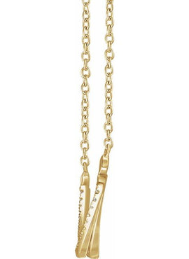 14K Yellow Gold 1/4 CTW Natural Diamond Twisted Bar 16-18