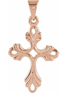 14K Rose Gold Cross Pendant