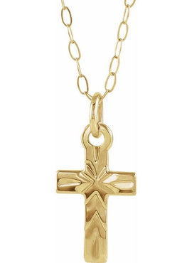14K Yellow Gold 9.5x6.5 mm Cross 15