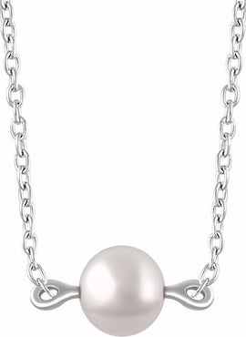 14K Yellow Gold Cultured White Freshwater Pearl 16-18