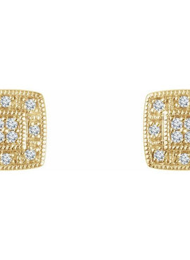 14K Yellow Gold 1/10 CTW Natural Diamond Cluster Earrings