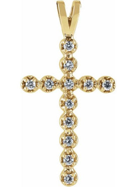 14K Yellow Gold .18 CTW Natural Diamond Cross Pendant