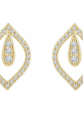 14K Yellow Gold 1/4 CTW Natural Diamond Freeform Earrings