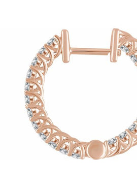 14K Yellow Gold 1 CTW Natural Diamond Inside-Outside 20.1 mm Hoop Earrings