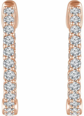 14K Yellow Gold 1 CTW Natural Diamond Inside-Outside 20.1 mm Hoop Earrings