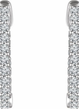 14K Yellow Gold 1 CTW Natural Diamond Inside-Outside 20.1 mm Hoop Earrings