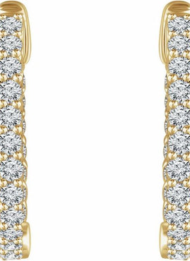 14K Yellow Gold 1 CTW Natural Diamond Inside-Outside 20.1 mm Hoop Earrings